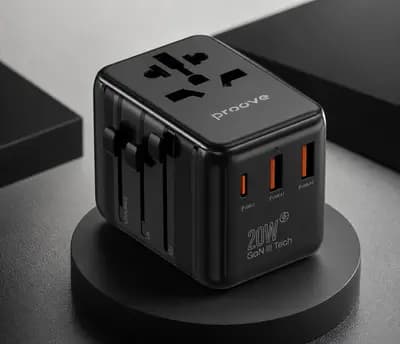 Універсальний дорожній адаптер Proove Trip 20W 9 Black, мережевий перехідник із USB-A та USB-C, швидка зарядка PD 20W