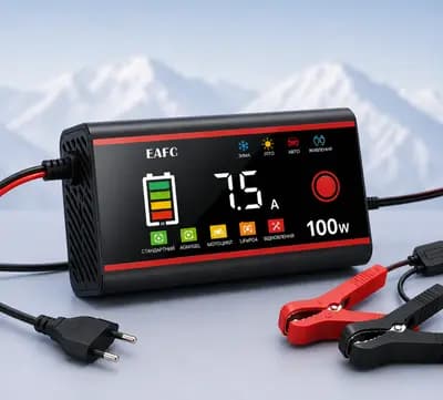 Зарядний пристрій EAFC 12V 8A 100W для автомобільного акумулятора, автоматичний, LCD дисплей, Pulse Repair