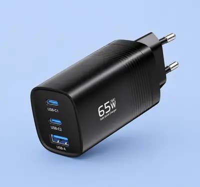 Зарядний пристрій ASOMETECH GaN 65 W 2 × USB-C + USB-A PD 3.0 PPS QC4.0 для ноутбука, смартфона