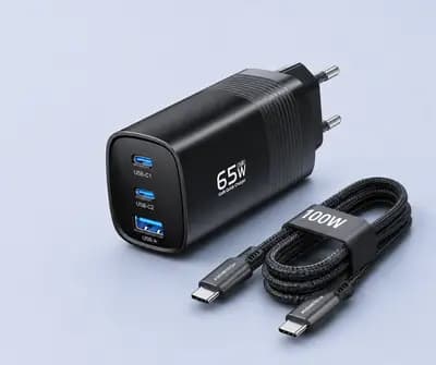 Блок швидкої зарядки ASOMETECH 65W + кабель 100W 1m. GaN PD/QC 3xUSB для ноутбука та телефона