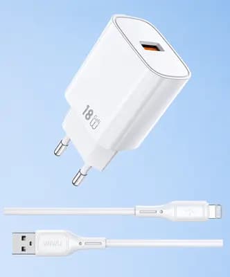 Мережевий зарядний пристрій з кабелем WIWU 18W Essen GaN Fast Charger + Cable Combo Wi-G006 A-L EU White
