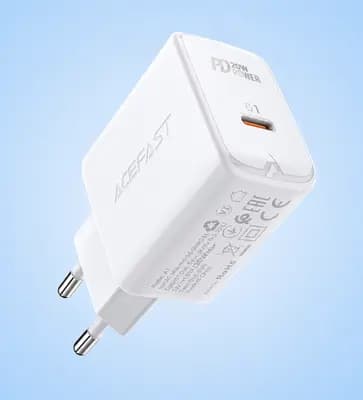 Мережевий зарядний пристрій ACEFAST A1 PD20W single USB-C charger White