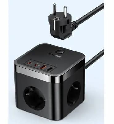 Мережевий зарядний пристрій Baseus PowerCombo Cube Power Strip 3AC+2U+2C 30W 1.5m EU Cluster Black