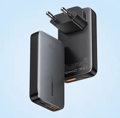 Зарядний пристрій Essager Ultra Thin GaN 65W USB-C + USB-A швидка зарядка PD/QC (ультратонкий, ECT65W-PYB0G-Z)