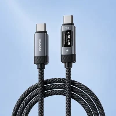 Кабель Toocki USB Type-C Type-C 240W PD 3.1 з OLED дисплеєм, швидка зарядка, 2 м, чорний