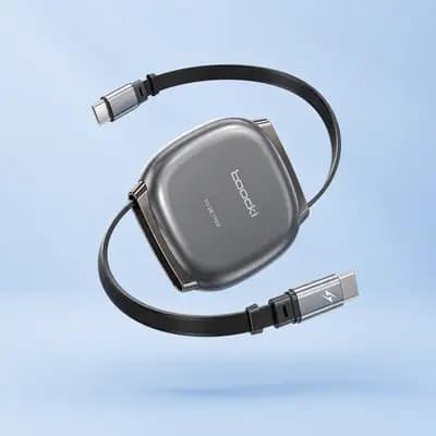 Кабель USB Type-C Toocki 100W висувний (рулетка) Type-C Type-C для швидкої зарядки та передачі даних 1м.