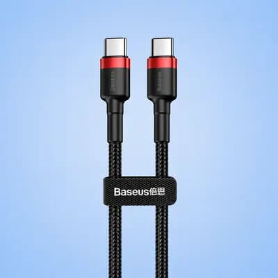 Кабель Baseus Cafule Type-C to Type-C PD 2.0 60W (1m) red/black