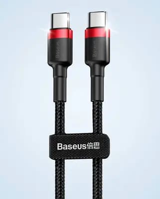 Кабель Baseus Cafule Type-C to Type-C PD 2.0 60W (2m) Black/Red