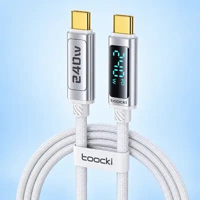 Кабель Toocki 240W Type-C to Type-C Display 2M White