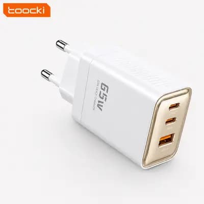 Toocki 65W Gan Charger USB Type C Three Port Fast Charging PD3.0 QC4.0 For iPhone 16 15 Samsung Galaxy23 Huawei