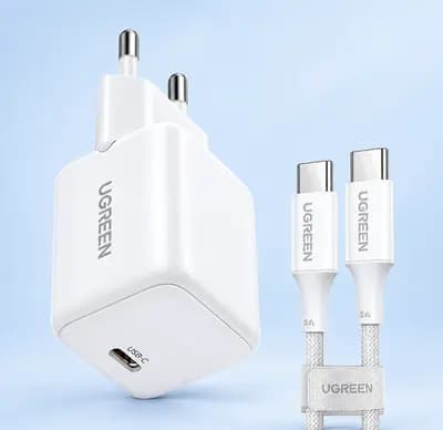 Сетевое зарядное устройство UGREEN X513 30W USB-C GaN Fast Charger Set White EU+1M CC Cable