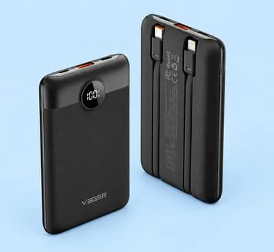 Внешний аккумулятор VEGER 10000 mAh with built-in cables Type C / Lightning PD QC3.0 2A 22,5W C11 (W1170) black