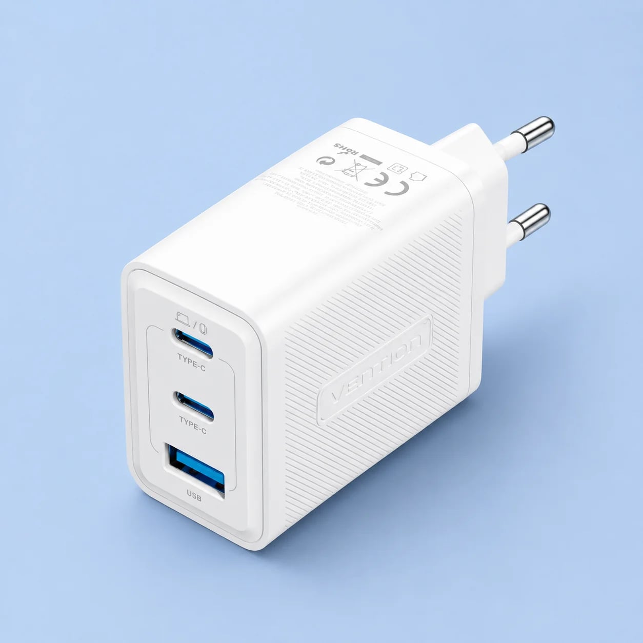 Швидкий зарядний пристрій Vention GaN PD 65 Вт White. USB A Type C QC 4.0 3.0
