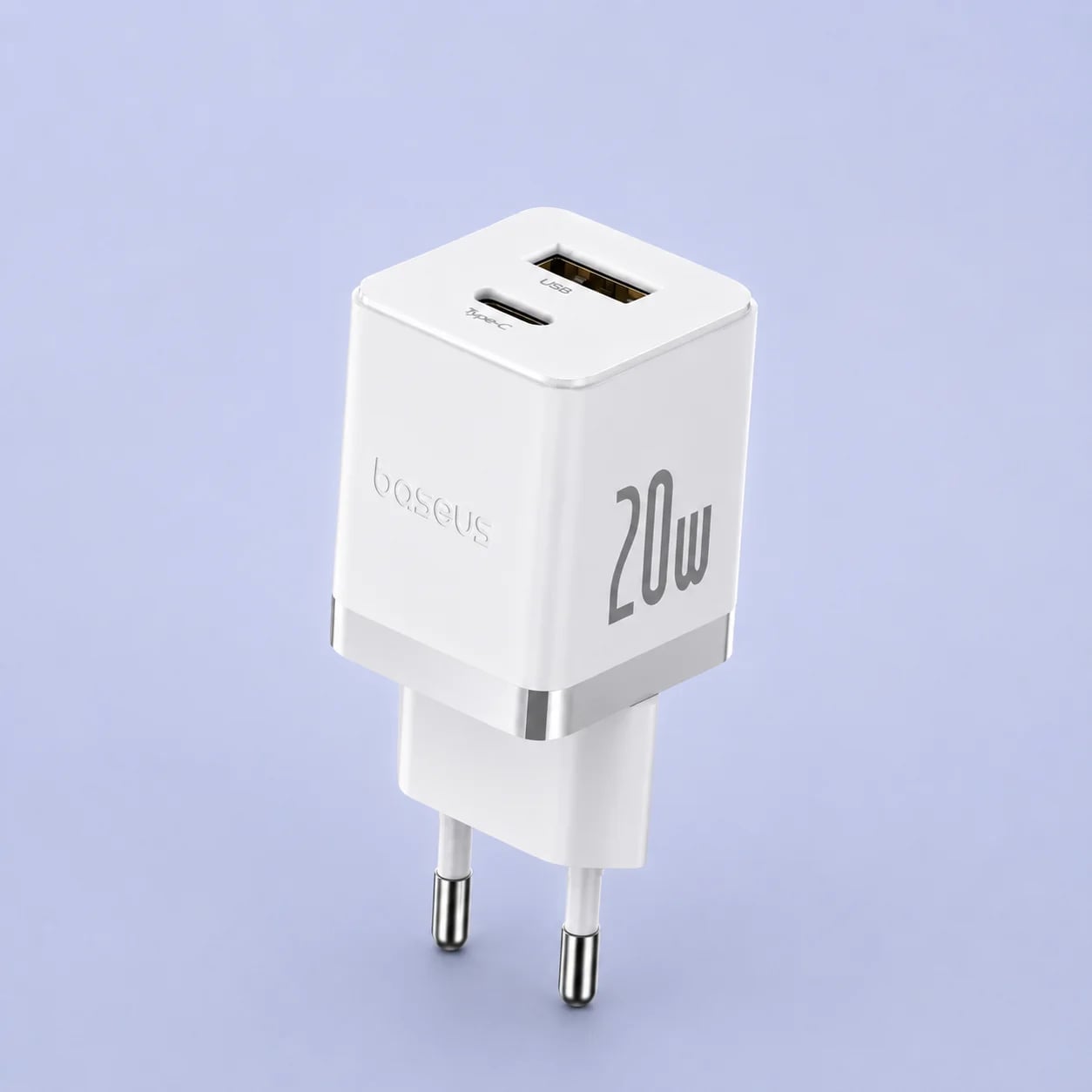 Мережевий зарядний пристрій Baseus Palm Fast Charger C+U 20W EU Moon White