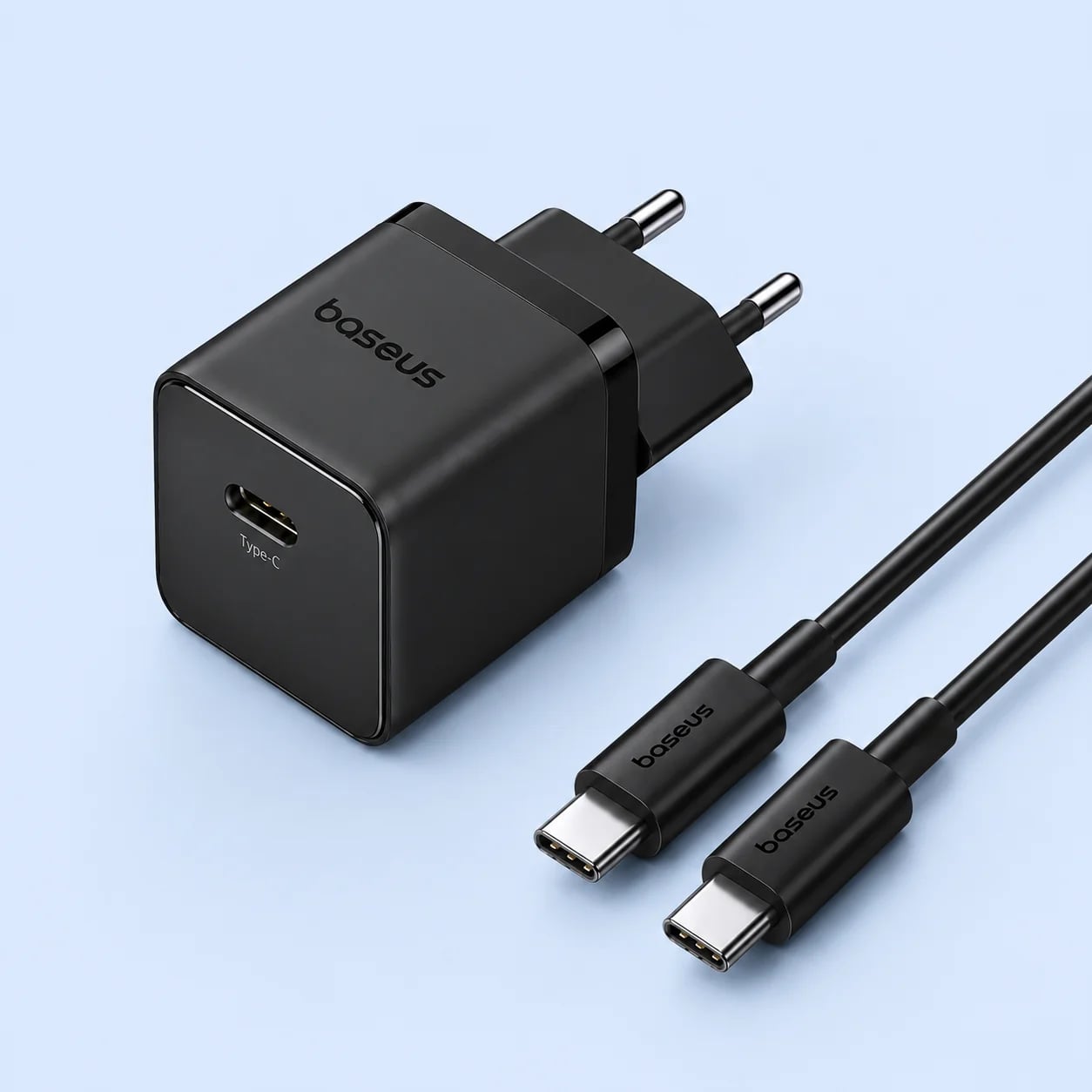 МЗП Baseus Palm Fast Charger 30W Type-C 30W + Кабель Type-C to Type-C 60W 1m black