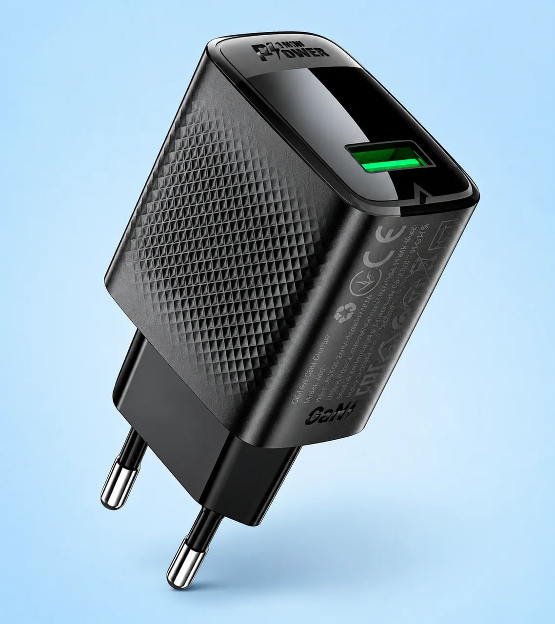 Мережевий зарядний пристрій ACEFAST A90 QC18W GaN single USB-A charger (EU) Black