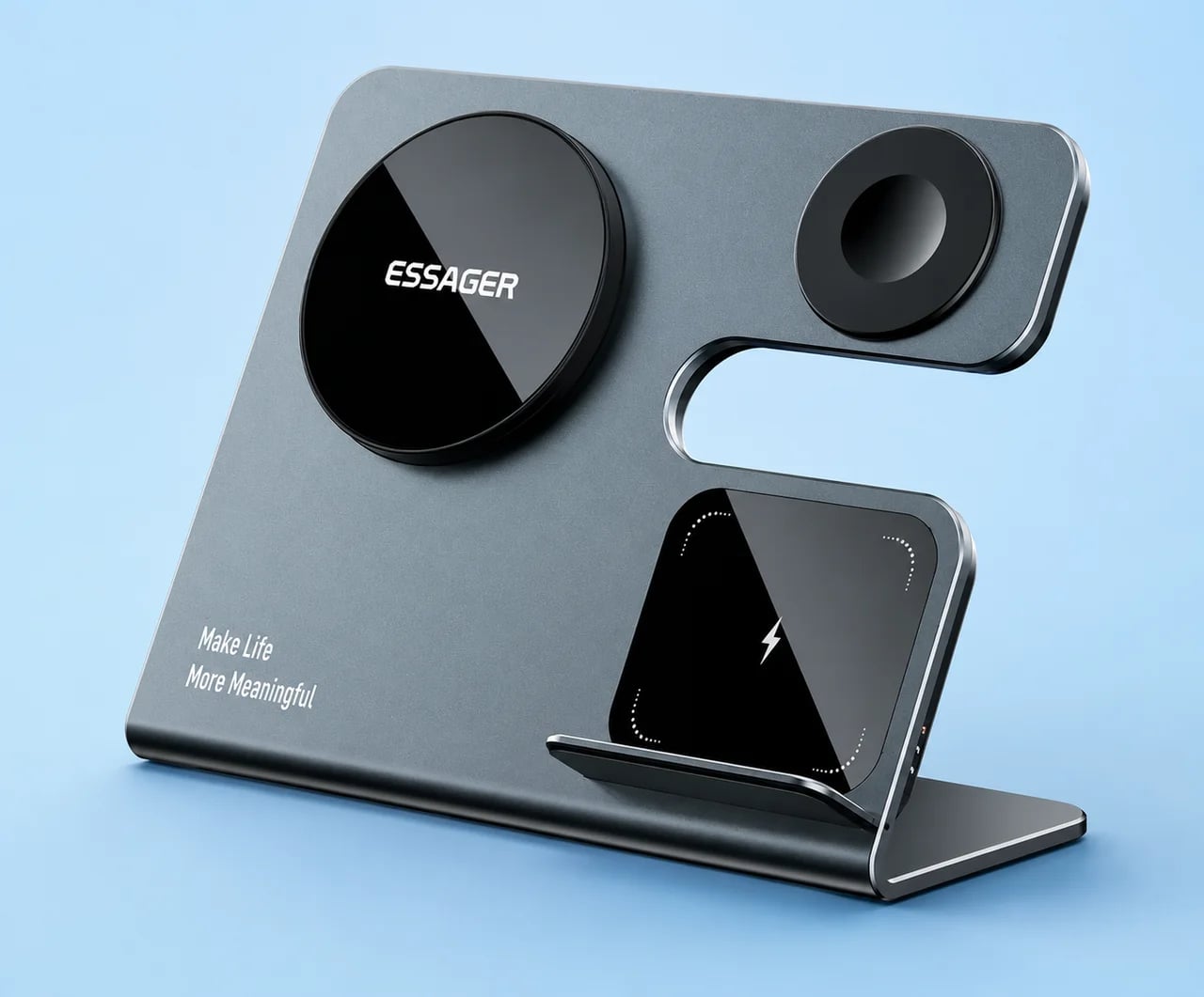 Бездротовий мультизарядний пристрій Essager Ruicheng desktop magnetic suction 15W (3 in 1) black