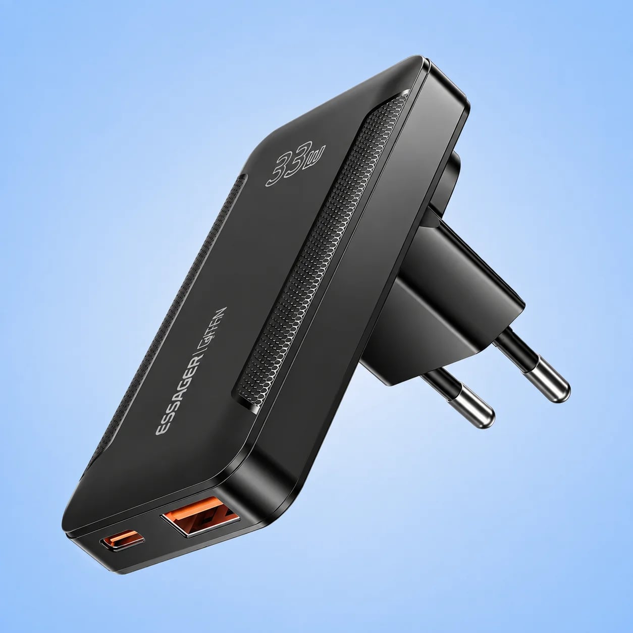 Мережевий зарядний пристрій Essager 33W USB-C + USB-A Fast Charge PD/QC3.0, чорний, ECT33W-YQB01-Z