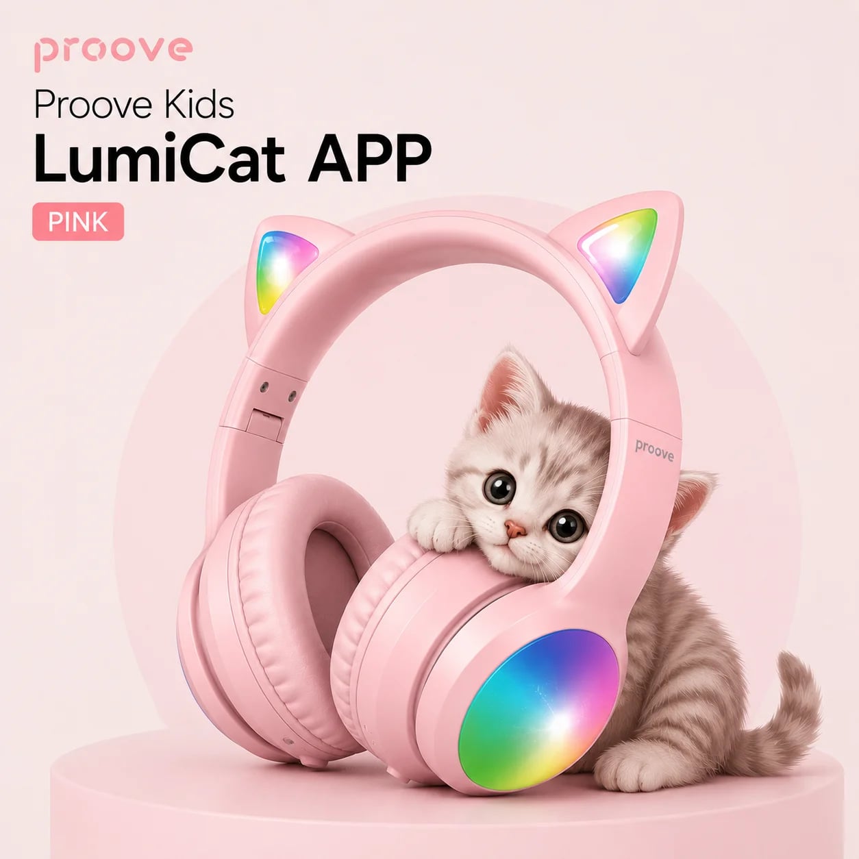 Бездротові навушники Proove Kids LumiCat APP ( pink )