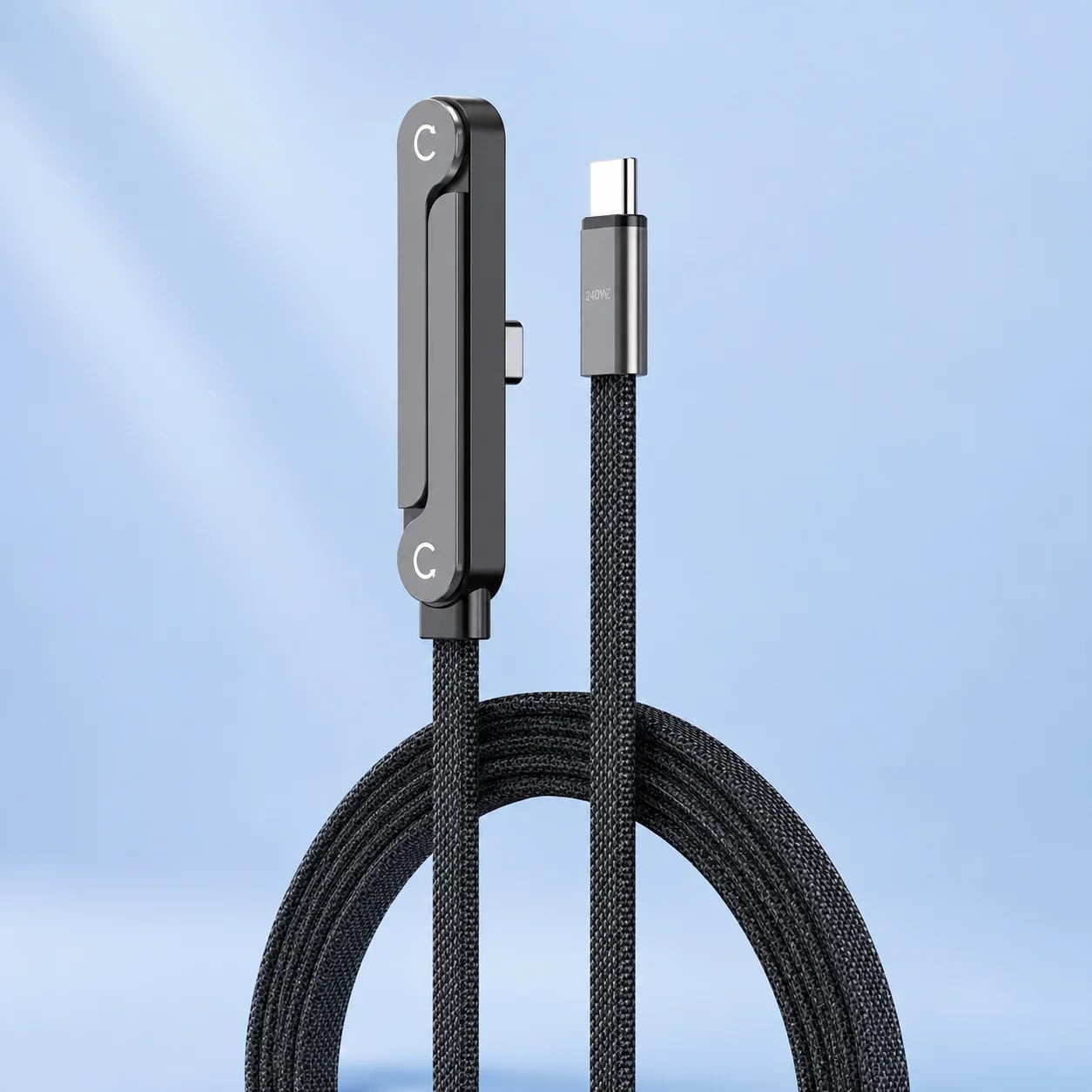 Кабель USB-C з підставкою для телефону, плетений, швидка зарядка 240W, 1.5 м