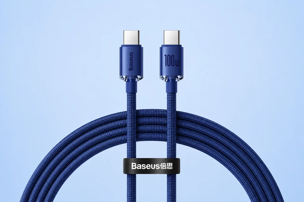 Кабель Baseus Crystal Shine Series Type-C to Type-C 100W (2m) blue