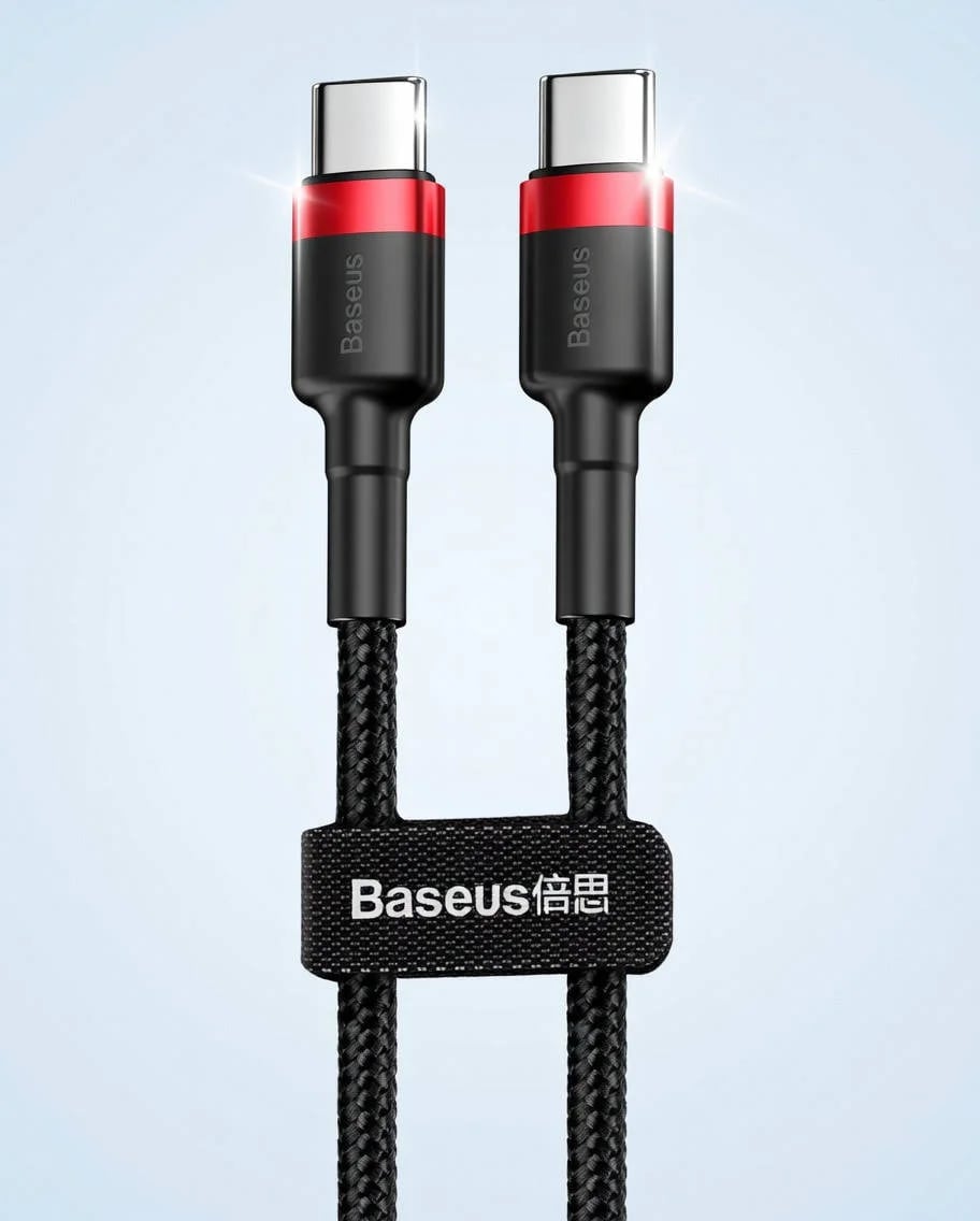 Кабель Baseus Cafule Type-C to Type-C PD 2.0 60W (2m) Black/Red