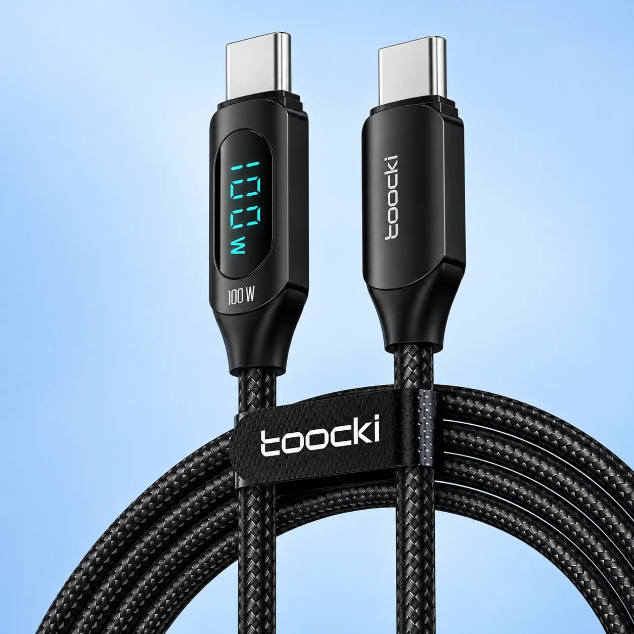 Кабель Toocki PD 100w Fast Charge Type-C to Type-C / 480Mbps / 2м / з дисплеєм Black