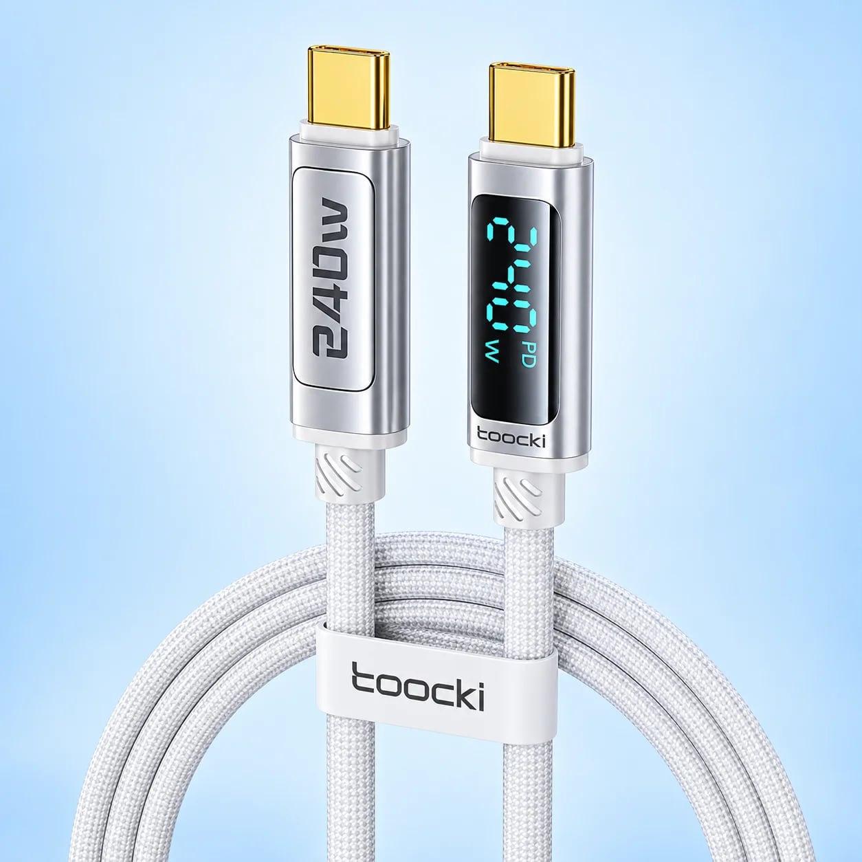 Кабель Toocki 240W Type-C to Type-C Display 2M White